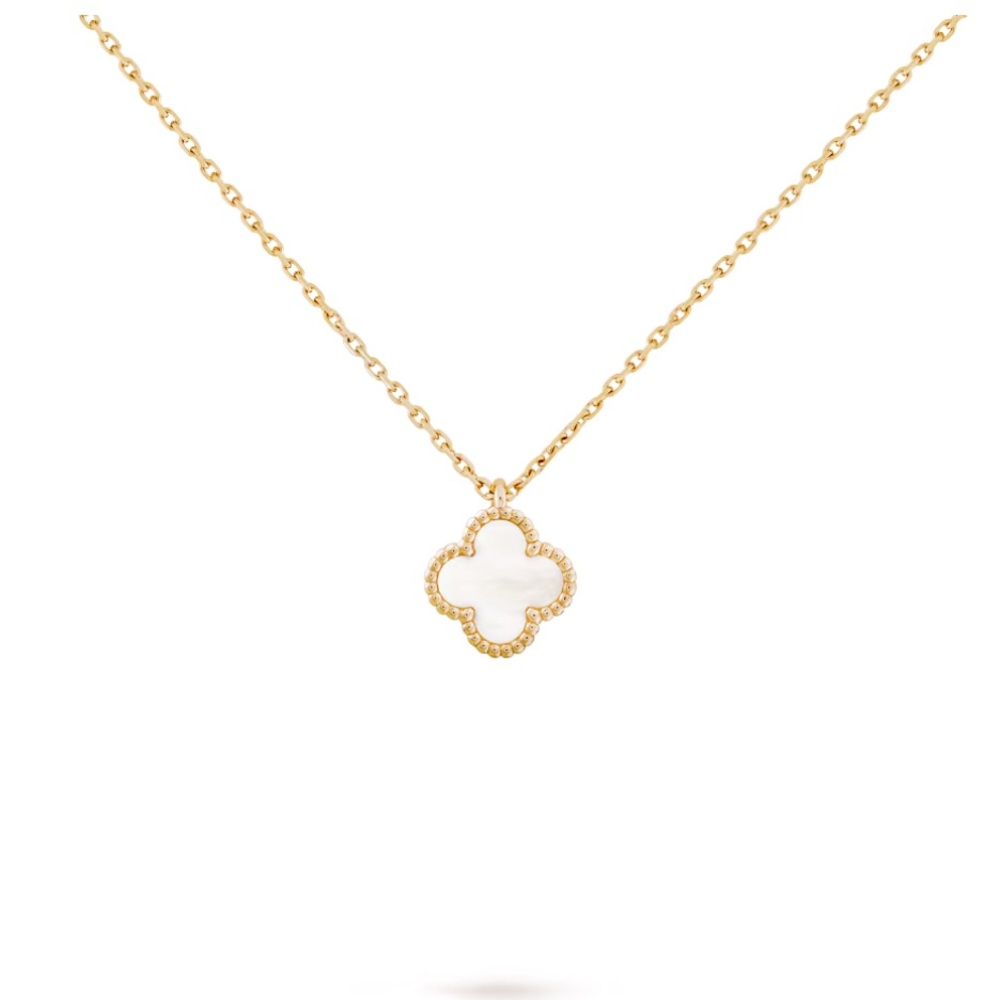 Elegant Gold and White mini Clover Necklace